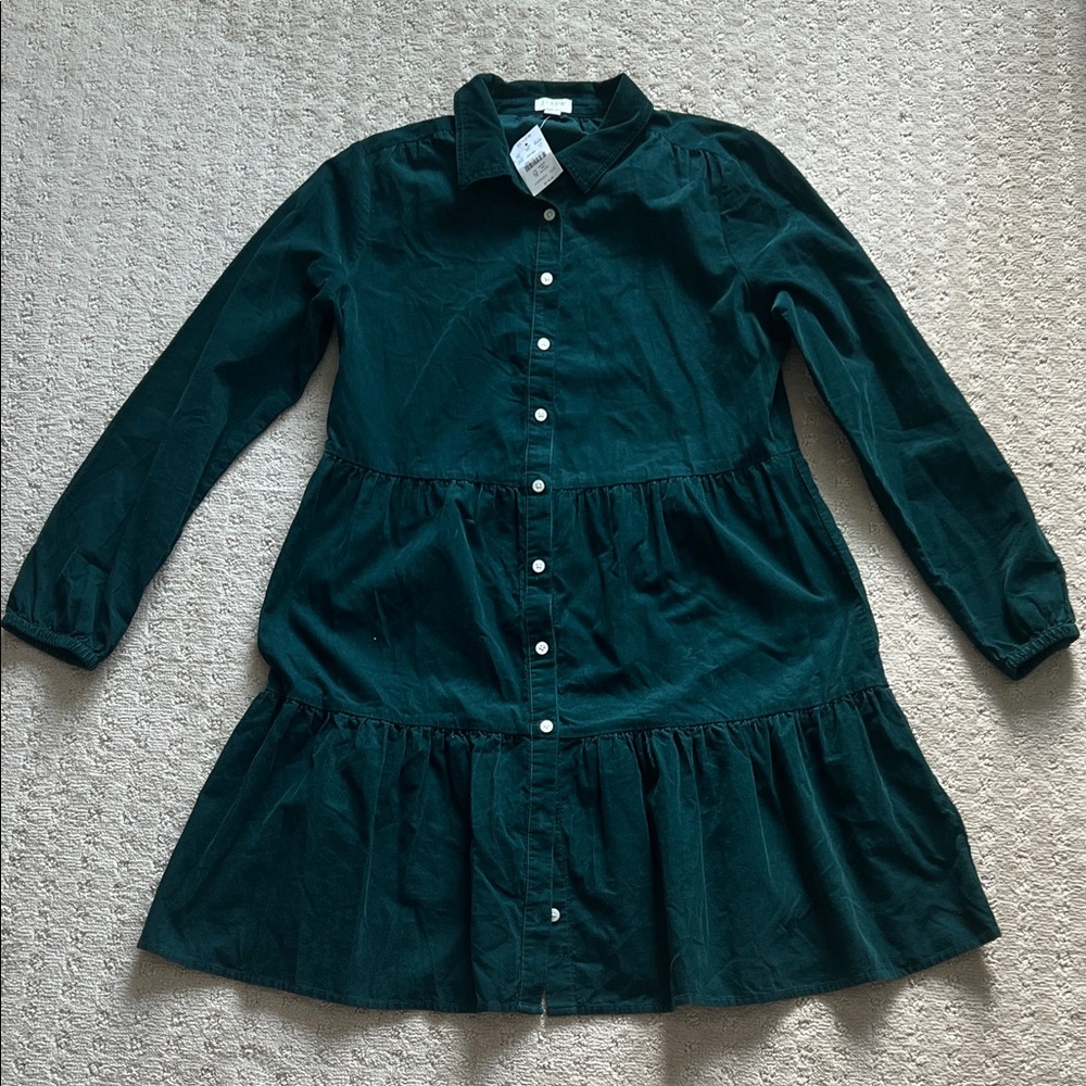 NWT Forest Green Corduroy JCrew Dress